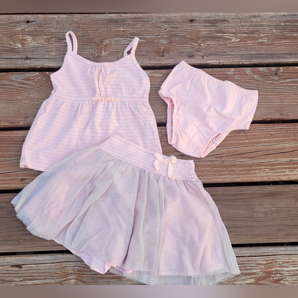 gap Baby skirt top ballerina Ballet Set pink girls Silver Tule 2t